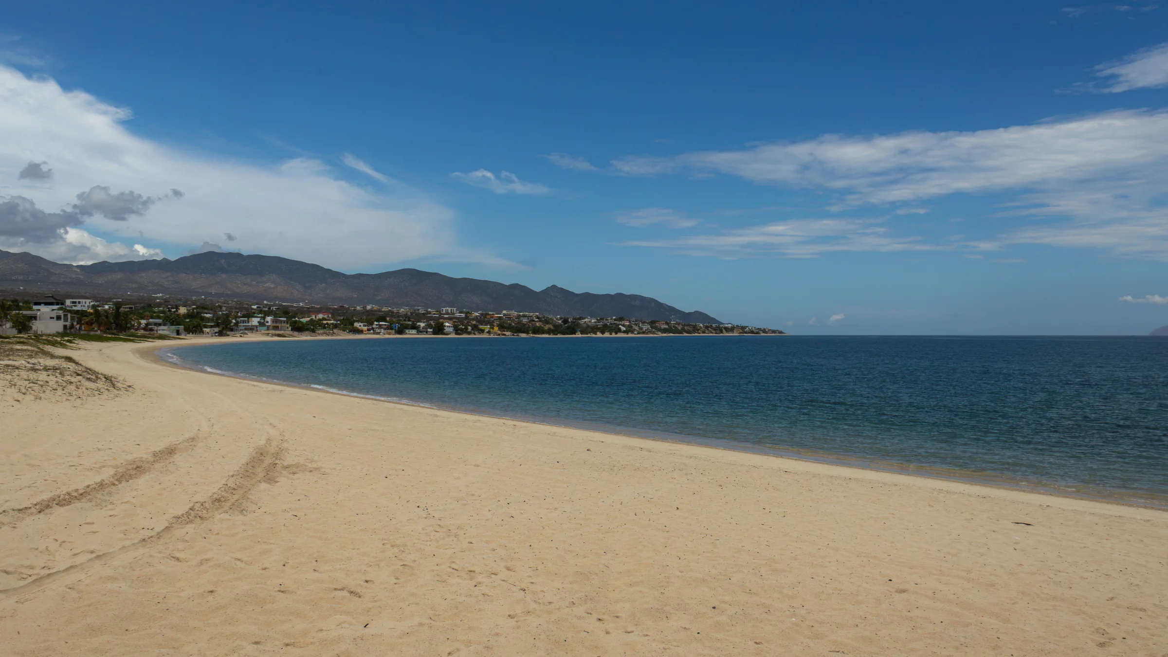 Wide sandy beach and calm bay at La Ventana, Baja California Sur